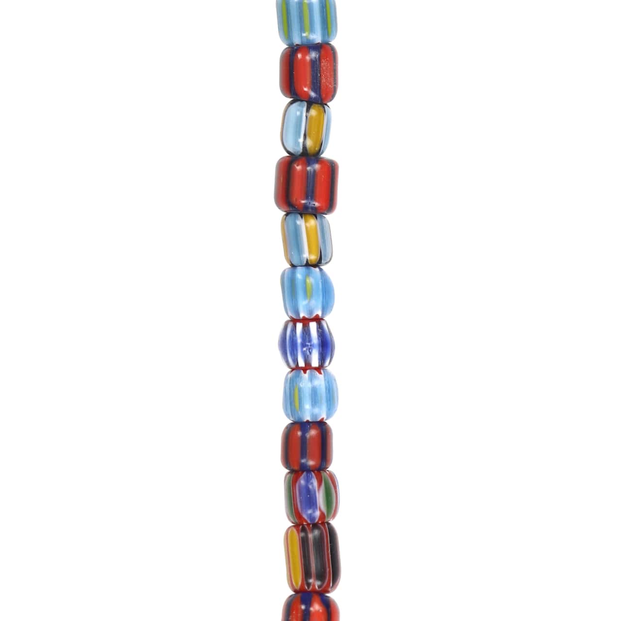 12 Pack: Multicolor Striped Lamp Work Glass Tube Beads by Bead Landing®